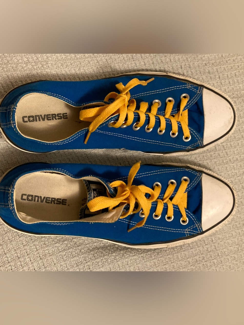Converse Low-Top Blue Canvas Sneakers with Yellow Laces